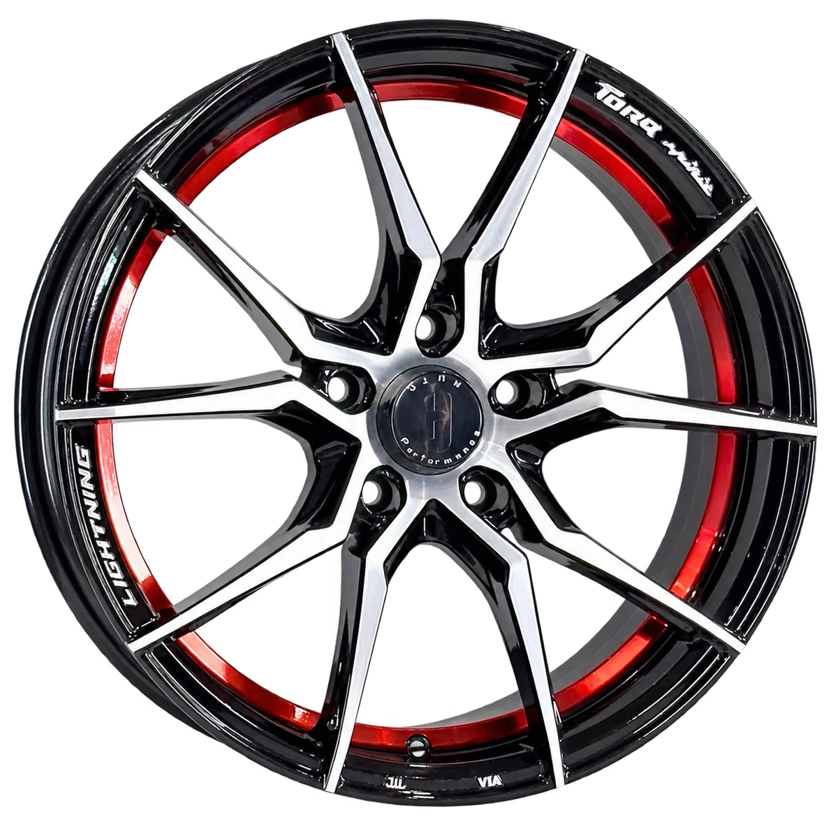 ล้อแม็ก H Performance SUN 17 × 7.0 นิ้ว ดำหน้าปัดเงาขอบแดง